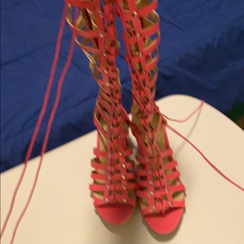 Pink Gladiator Mid-size block heel